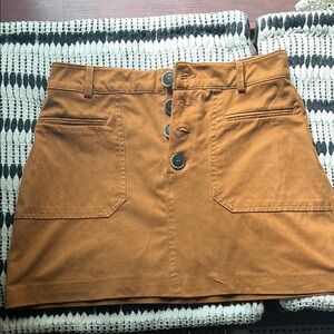 Stylish Tan Button-Up Skirt